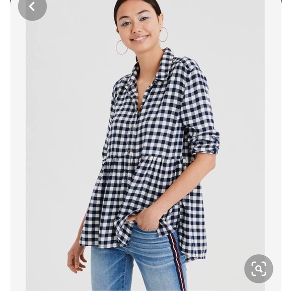 American Eagle Outfitters Tops - American Eagle Buffalo Check Peplum